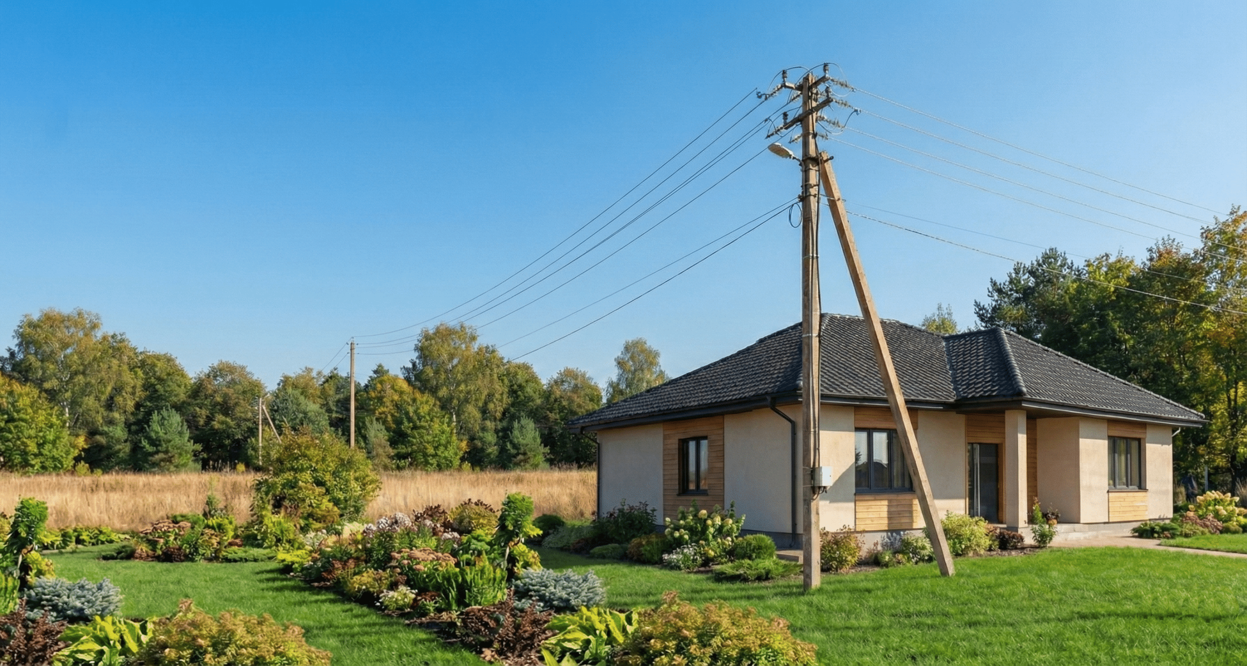 Słupy energetyczne na działce